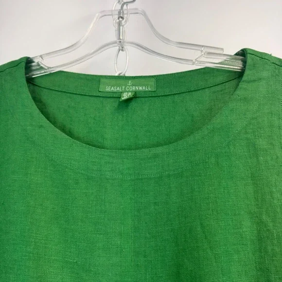 Seasalt Cornwall Painting Class Dress Green 100% Linen Midi Pocket Shift US 8 - Picture 9 of 14